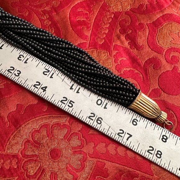 Vintage Multi Strand Black Seed Bead Necklace - Picture 2 of 10